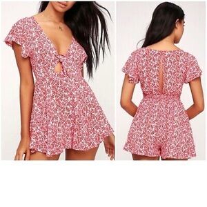 Lulu's Red and White Floral Romper